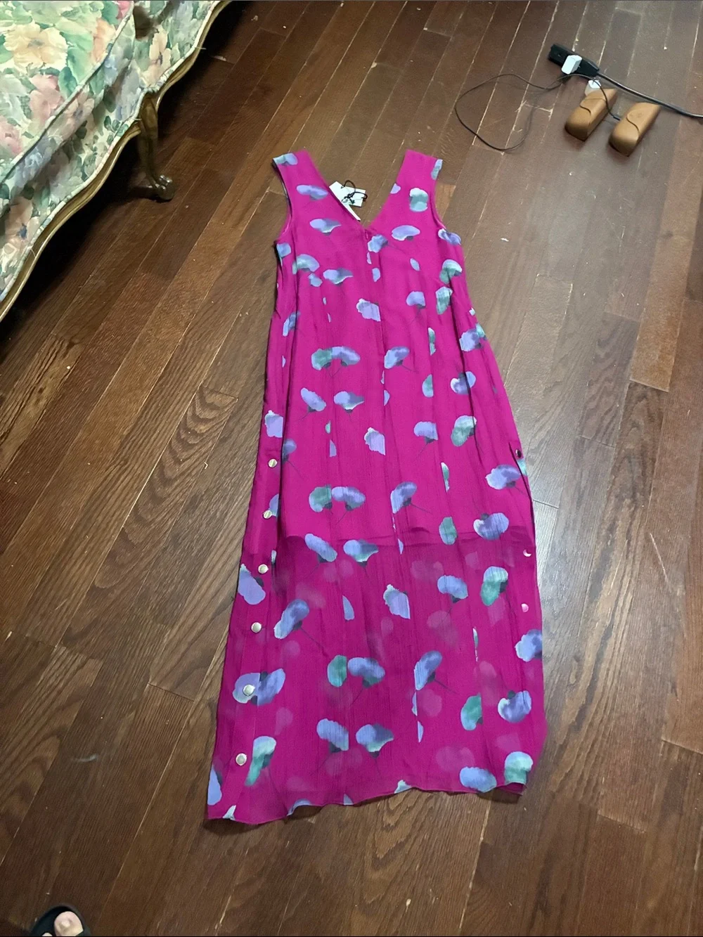 Fuchsia Floral Sleeveless Dress